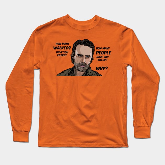 Rick Grimes 3 questions Long Sleeve T-Shirt by FanboyMuseum